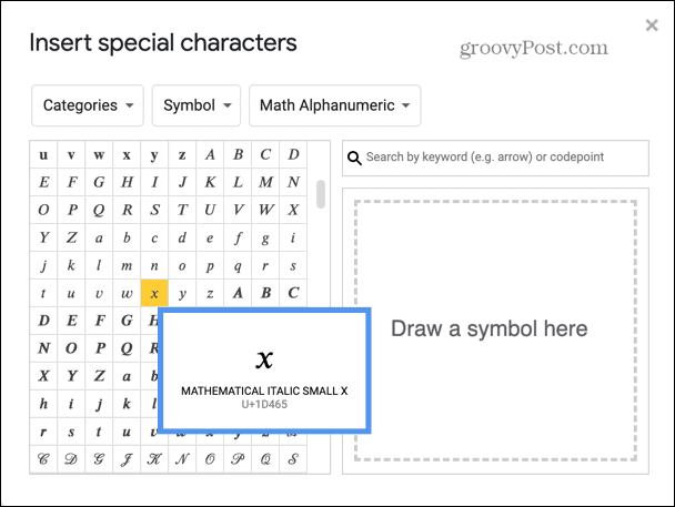Google'i esitlused valige algebra täht