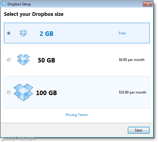 Dropboxi ekraanipilt - saate tasuta 2 GB konto