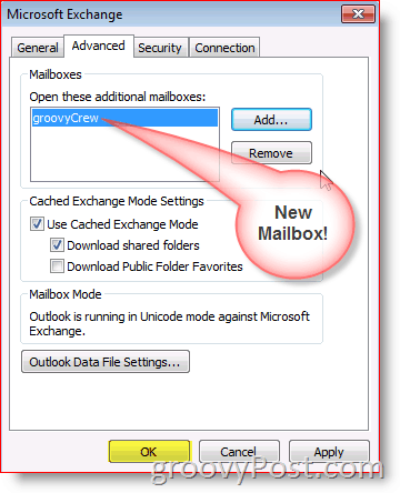 Outlook 2010 ekraanipilt lisab vahekaardi postkast