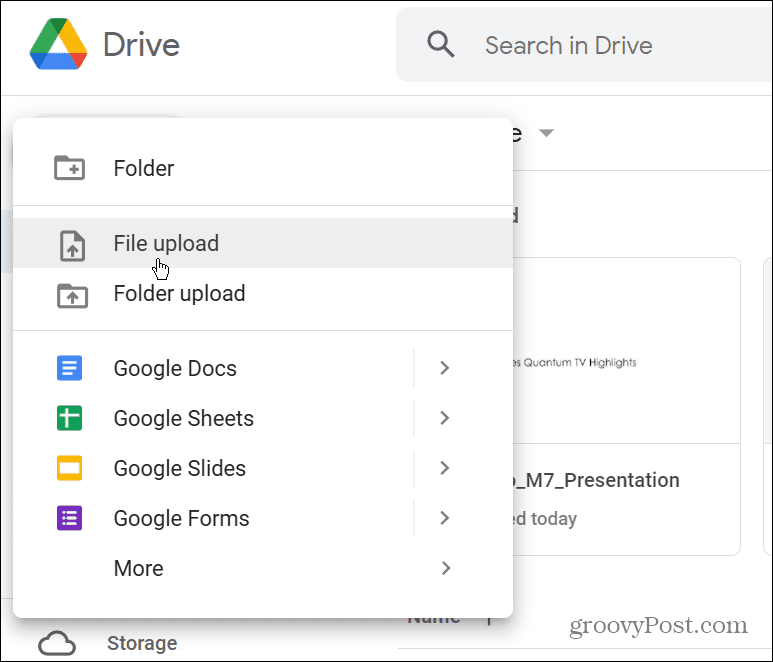 laadige PPTX üles Google Drive'i
