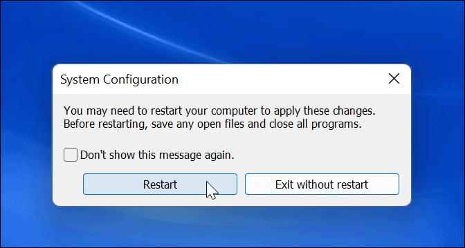 Taaskäivitage Windows 11