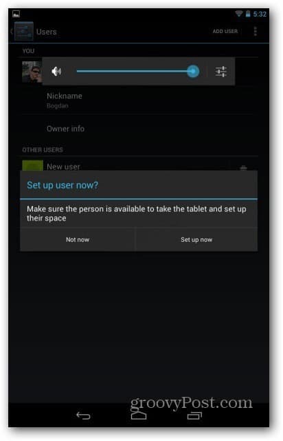 Nexus 7 kasutajakontod - seadistage kasutaja kohe