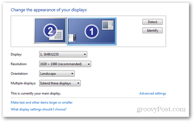 ekraani eraldusvõime Windows 7 Windows 8 funktsioonid suuruseraldusvõime positsioon