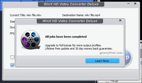 Eduka WinX-i video teisendamise kinnitus