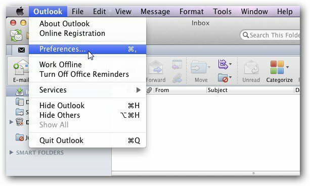 Outlook Mac'i eelistused