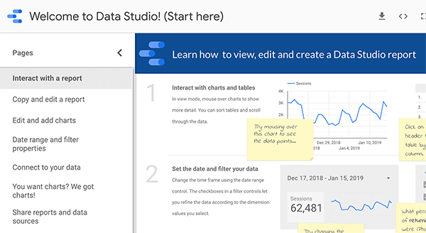 Kuidas alustada Google Data Studio'is, 1. näpunäide
