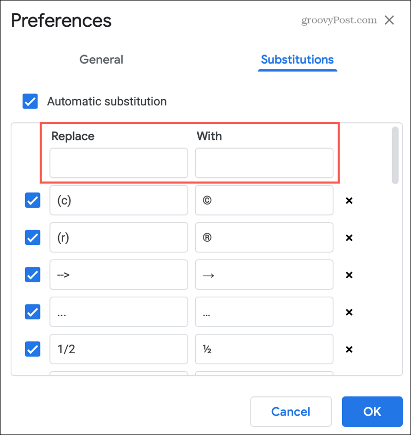 Lisage Google Docsis tekstiasendused