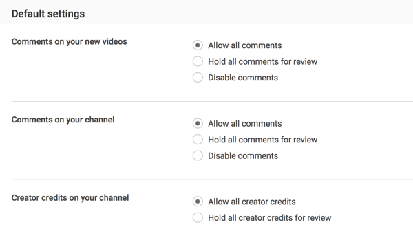 Võite lubada kõik kommentaarid nende esitamisel või valida, kas need jäetakse ülevaatamiseks sõltuvalt teie YouTube'i modereerimise eelistustest.