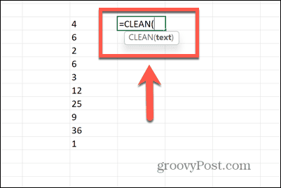 Exceli puhastusfunktsioon