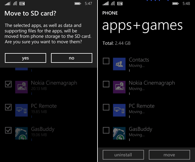 Windows Phone 8.1 näpunäide: teisaldage rakendused ja mängud SD-kaardile
