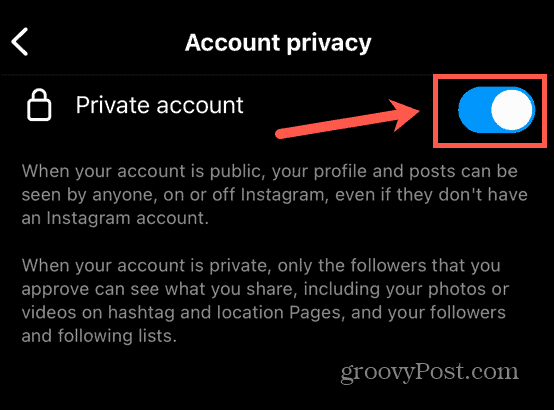 instagrami privaatne sisselülitamine