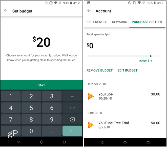 Seadke Google Play eelarve