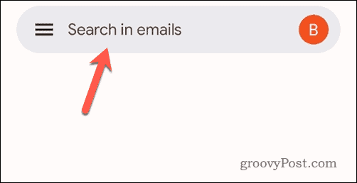 Puudutage Gmaili mobiilis otsinguriba