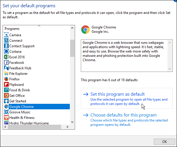 Muutke vaikebrauserit Windows 10 aastapäeva värskenduses