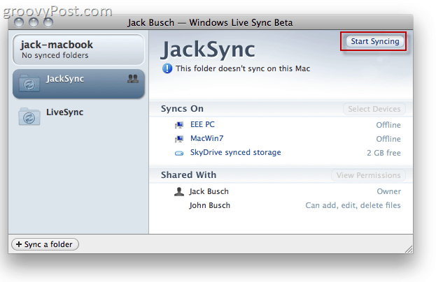 Windows Live Sync Beta OS X-is