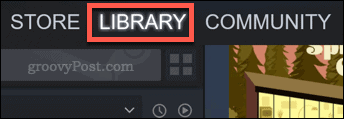 Vahekaart Raamatukogu mängukliendi Steam'is