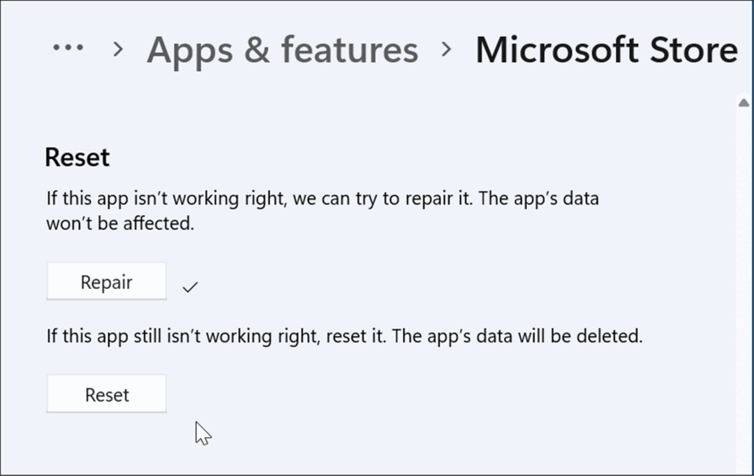 lähtestage või parandage rakenduse Microsoft Store, mis ei tööta Windows 11-s