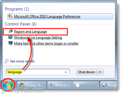 käivitage piirkond ja keele juhtpaneel Windows 7-s