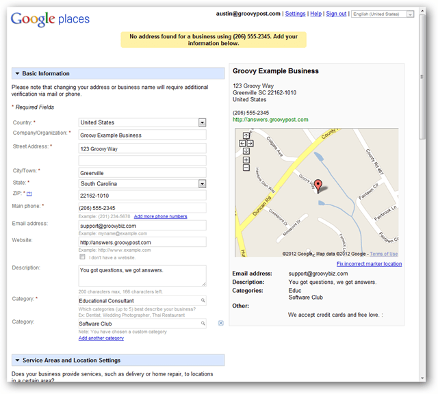 looge uus google maps'i kohalik kirje