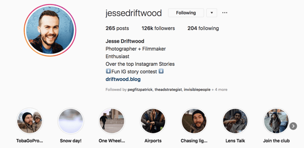 Jessie Driftwoodi Instagrami profiil.