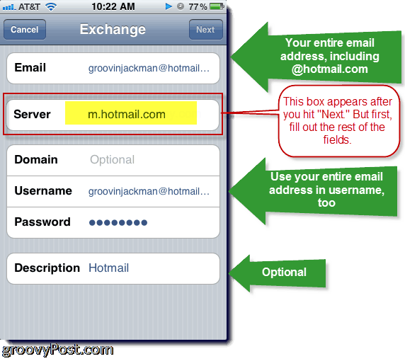 Hotmaili Exchange ActiveSynci lisamine iPhone'i