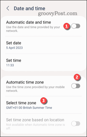 Määrake Androidis kohandatud ajavöönd
