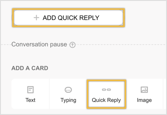 Klõpsake kiirvastuse kaardi lisamiseks ja seejärel klõpsake nuppu Lisa kiire vastus.