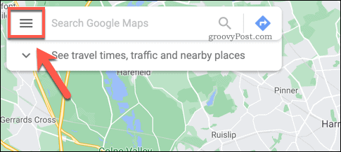 Google Mapsi hamburgeri menüüikoon