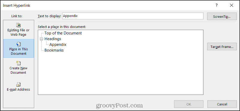 Link Windowsi Wordi dokumendi asukohale