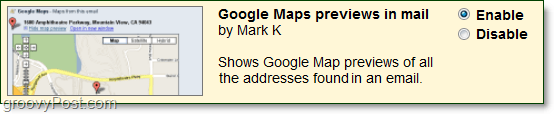 Google Mapsi eelvaate ülevaade teenuses Gmail Labs