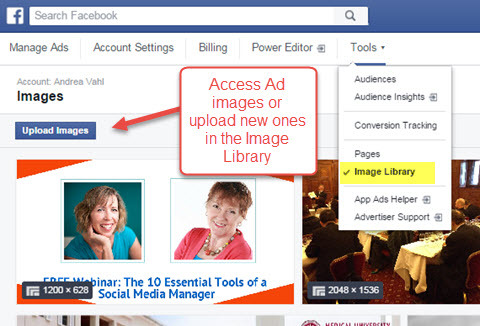 juurdepääs facebooki reklaamihalduri pildikogu