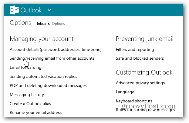 Outlook.comi näpunäide: määrake vaikimisi kasutatav e-posti konto