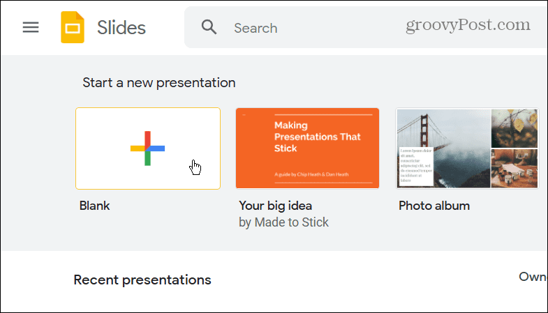 teisendada powerpoint Google'i slaidideks