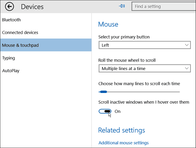 Windows 10 näpunäide: kerige passiivne Windows, hõljutades kursorit nende kohal