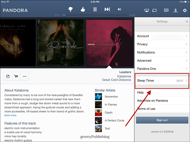 Pandora lisab unetaimeri funktsiooni iPadi jaoks