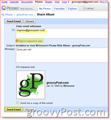 Jagage kutset sisselogimiseks nõutav Picasa Web Album:: groovyPost.com
