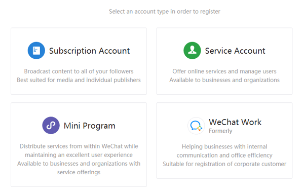 Seadistage WeChat ettevõtte jaoks, 2. samm.