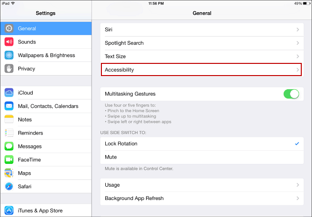 iOS 7 juurdepääsetavus