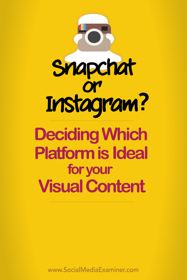 Snapchati või Instagrami? Teie visuaalse sisu jaoks ideaalse platvormi otsustamine: sotsiaalmeedia eksamineerija