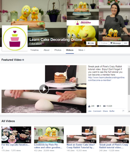 õppida facebooki veebivideote kookide kaunistamist