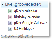 importige google'i kalender Windows Live'i