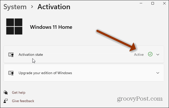 Windows 11 aktiveerimisseadete leht
