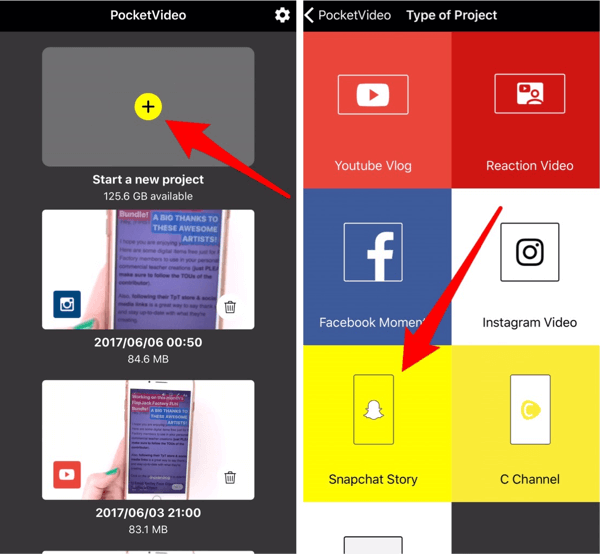 Puudutage nuppu Snapchati lugu, et oma Instagrami loole sisu luua.