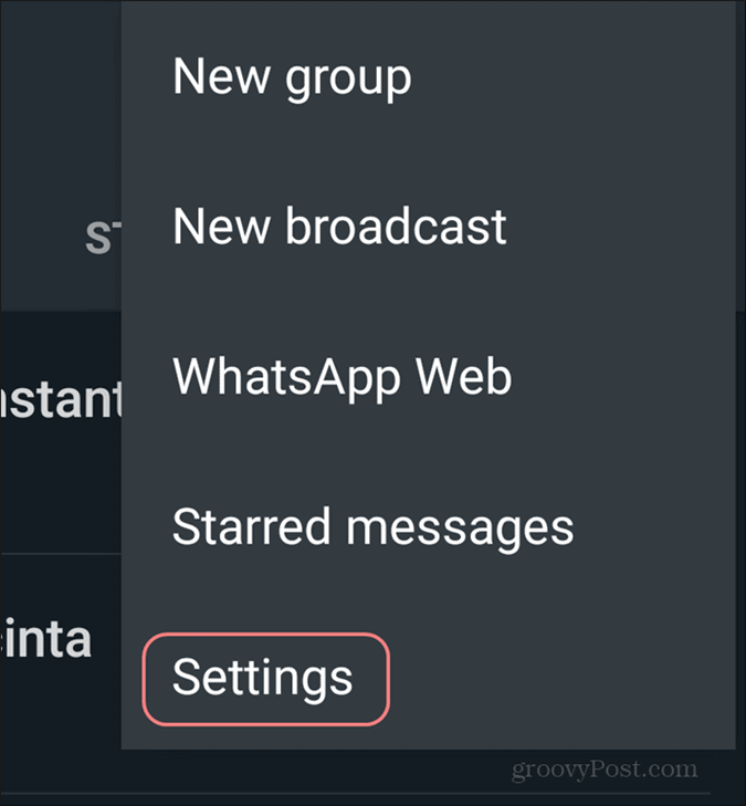 Kustutage WhatsAppi konto seaded