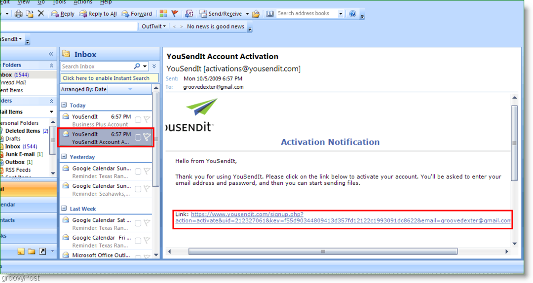 Kuidas saata Outlookis suuri faile tasuta, kasutades rakendust YouSendIt