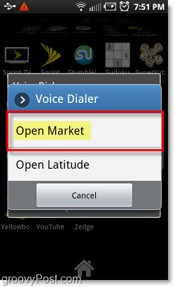 Avage Androidi telefonides Android-rakenduste turg hääle abil