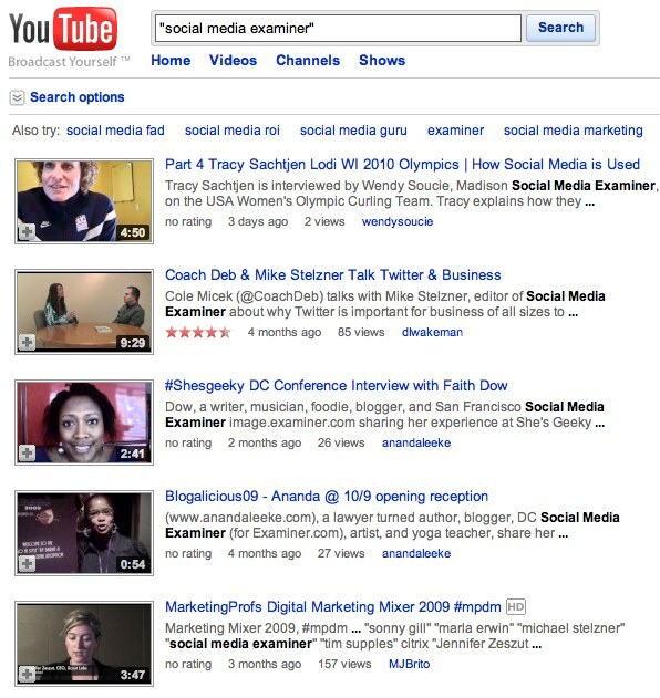 YouTube'i otsingutulemid