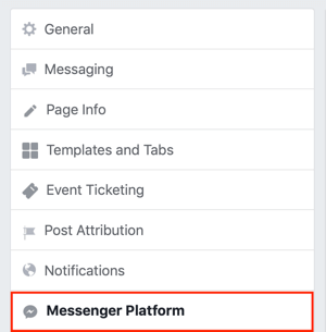 Esitage vahekaardile Facebook Messenger Discover, 1. samm.