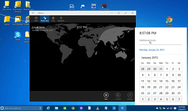 Luba Windows 10-s varjatud kalender, kell ja Sparta
