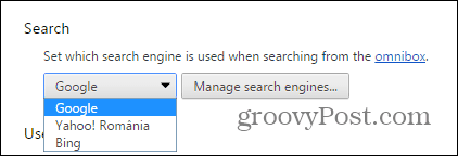 Chrome'i otsinguteenuse pakkuja